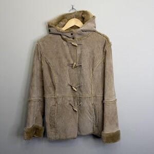 Vintage J.G. Hook Coat Womens Small Leather Hooded Pennylane Unique Retro Fur